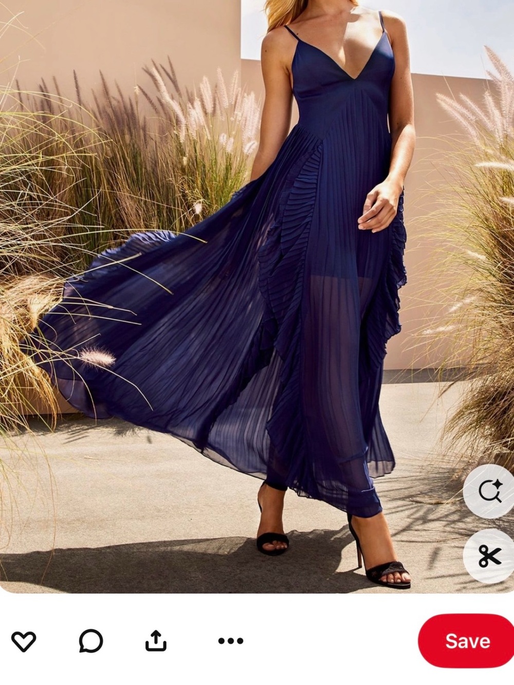 Guess by Marciano Navy Pleated Maxi Dress-Skirt